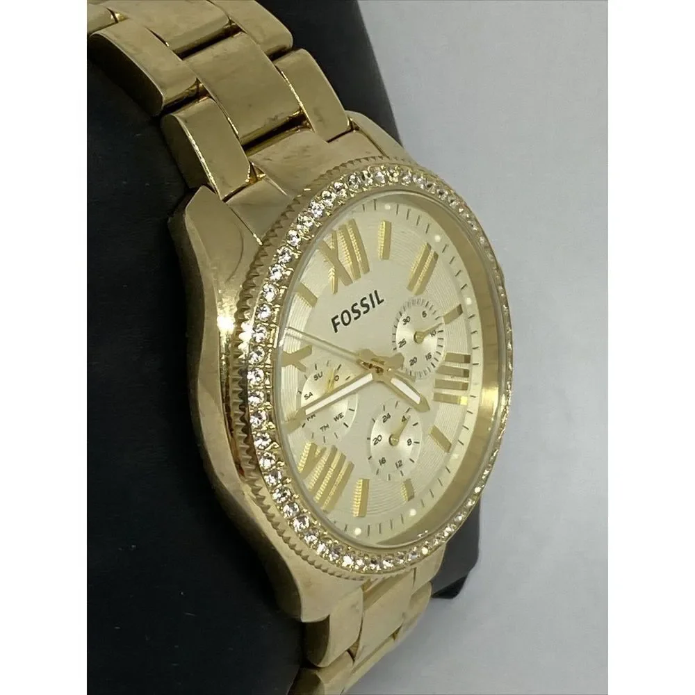 Fossil AM4482 Women Stainless Steel Gold Analog Dial Quartz Genuine Watch QB518